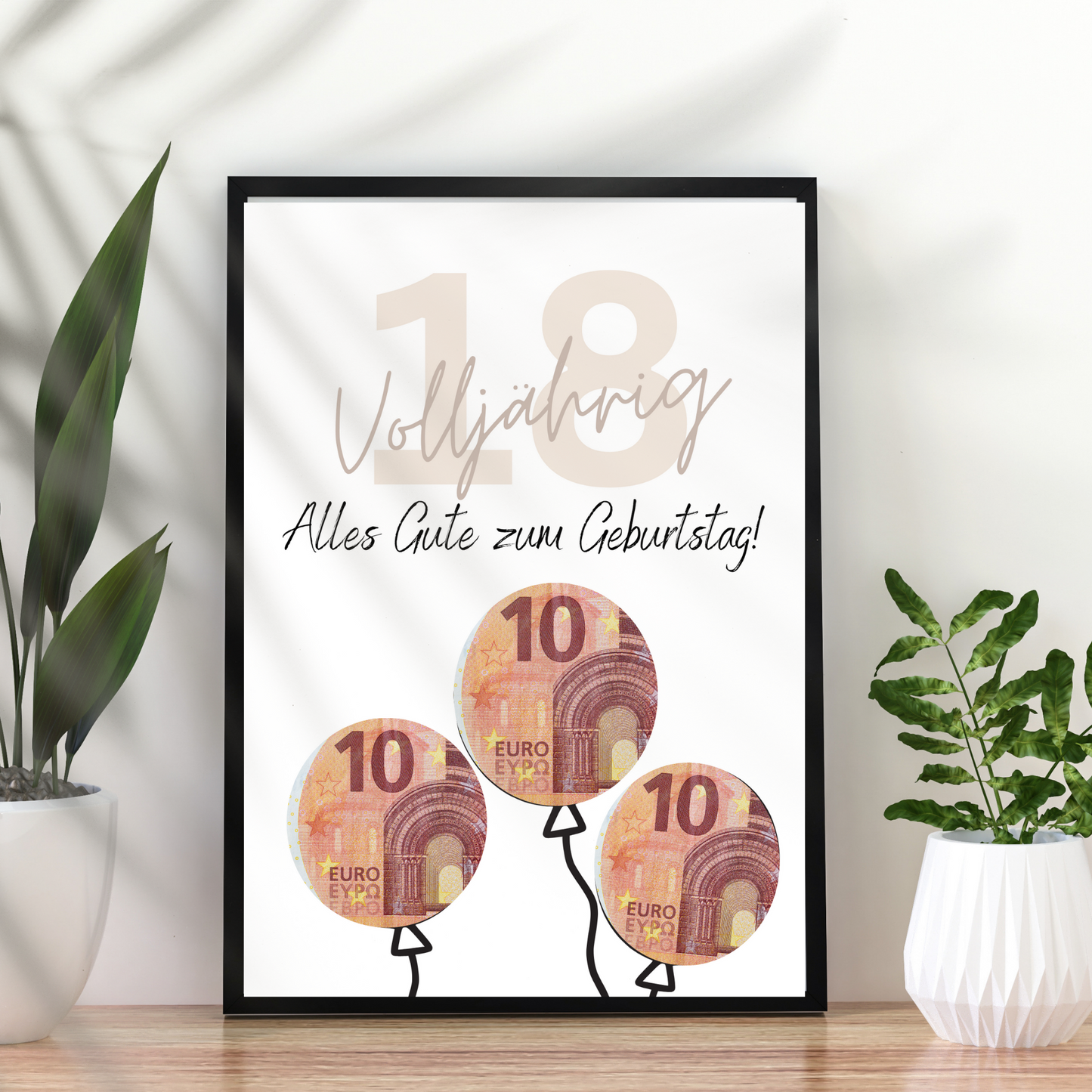 Geldgeschenk 18. Geburtstag zum selbst ausdrucken | Geschenkvorlage für Jungen und Mädchen zur Volljährigkeit - Digitaler Download