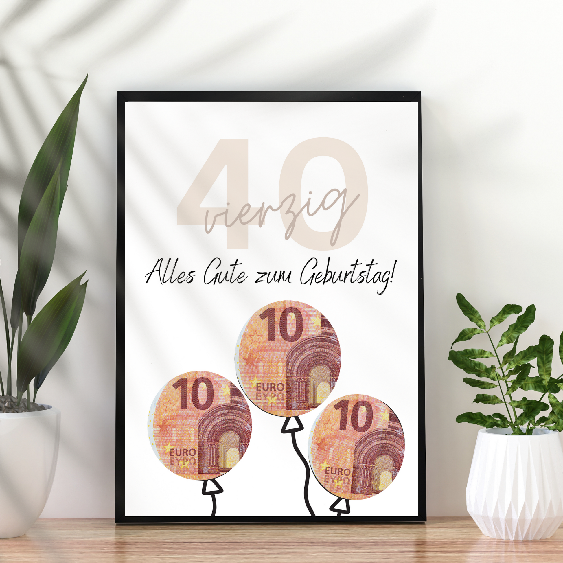 Geldgeschenk 40. Geburtstag zum selbst ausdrucken | Geschenkvorlage für Mann und Frau - Digitaler Download