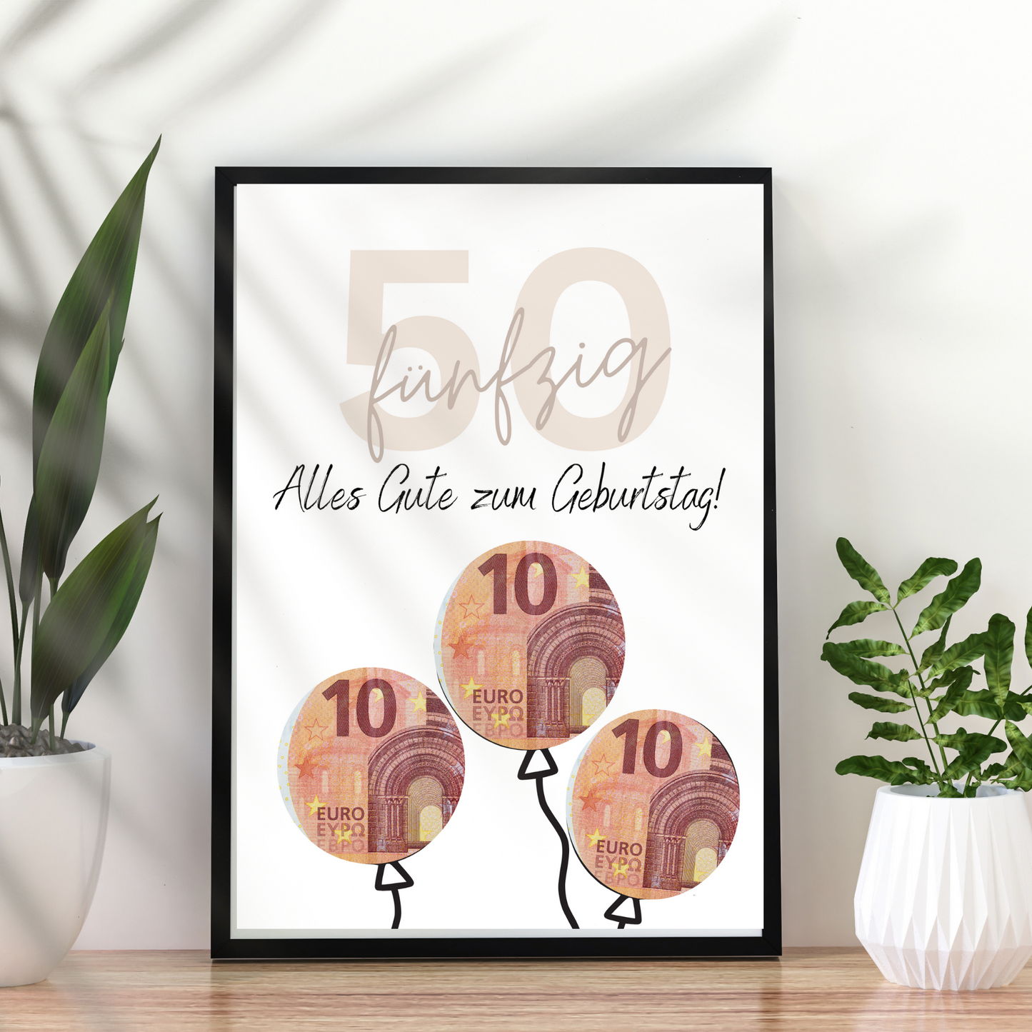 Geldgeschenk 50. Geburtstag zum selbst ausdrucken | Geschenkvorlage für Mann und Frau - Digitaler Download