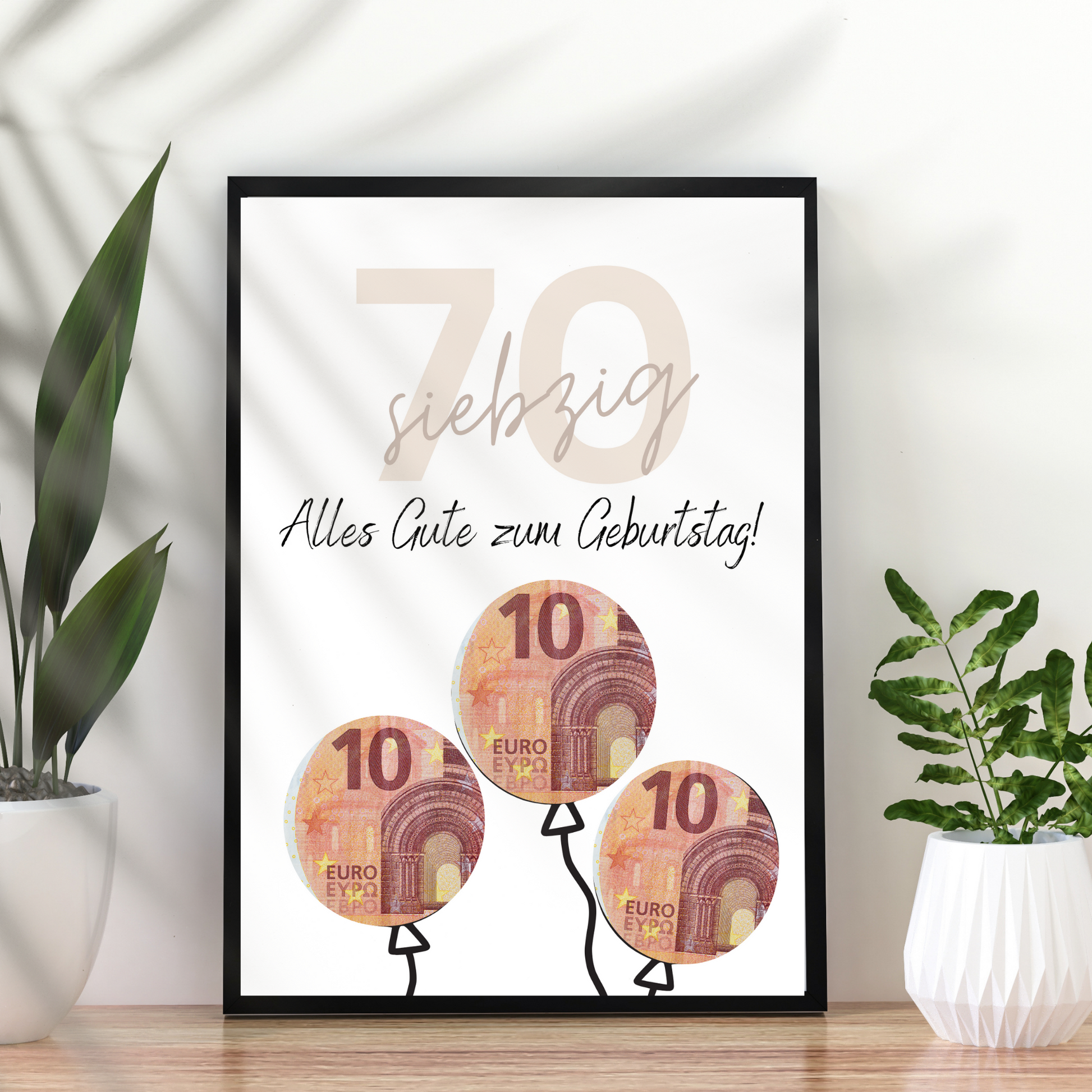 Geldgeschenk 70. Geburtstag zum selbst ausdrucken | Geschenkvorlage für Mann und Frau - Digitaler Download