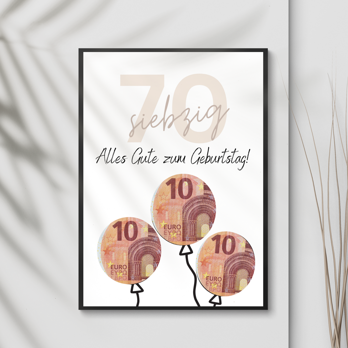 Geldgeschenk 70. Geburtstag zum selbst ausdrucken | Geschenkvorlage für Mann und Frau - Digitaler Download