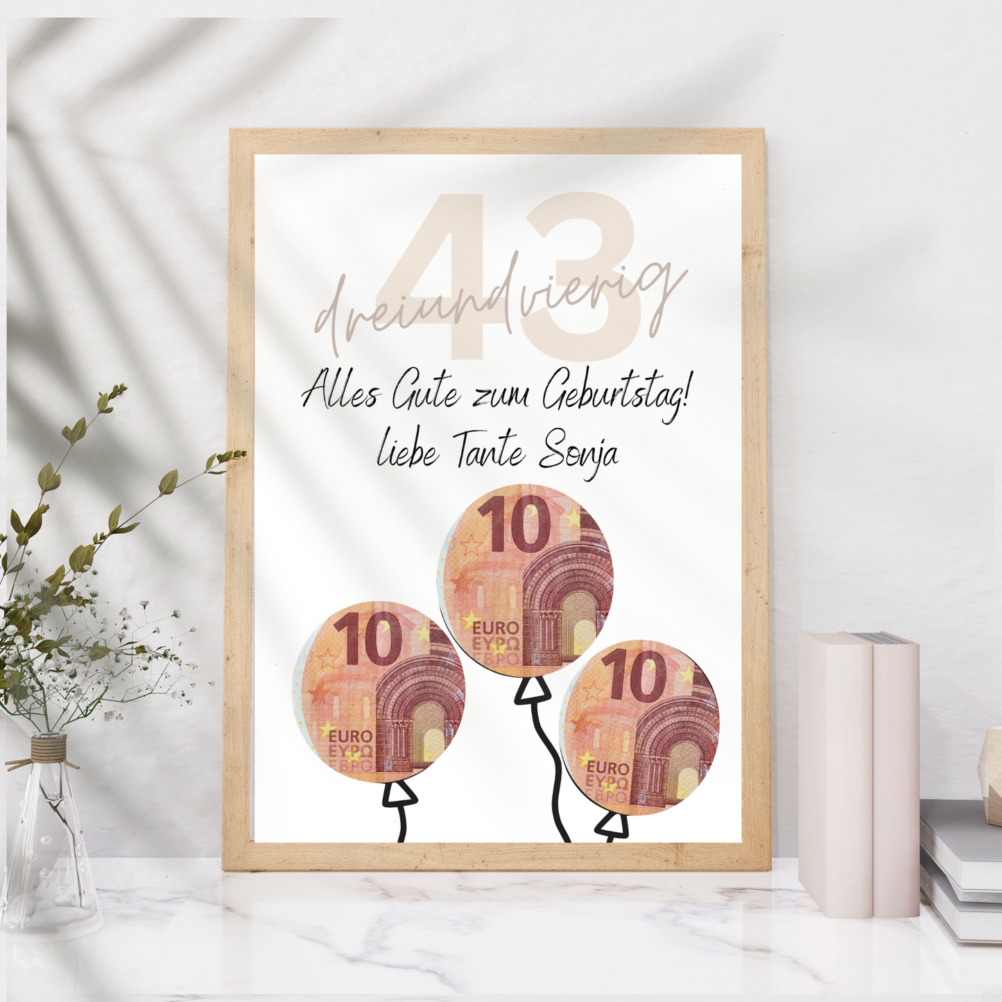 Digitaler Download Personalisiert Geldgeschenk Geburtstag für Fotorahmen | selbst ausdrucken | Wunschalter , Wunsch