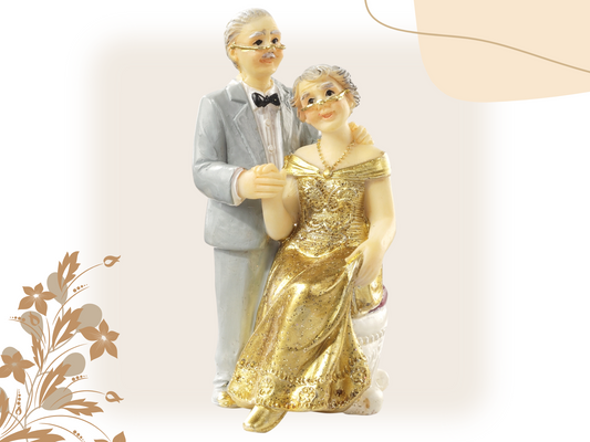 Figur goldene Hochzeit Jubiläum 50 Jahre sitzend