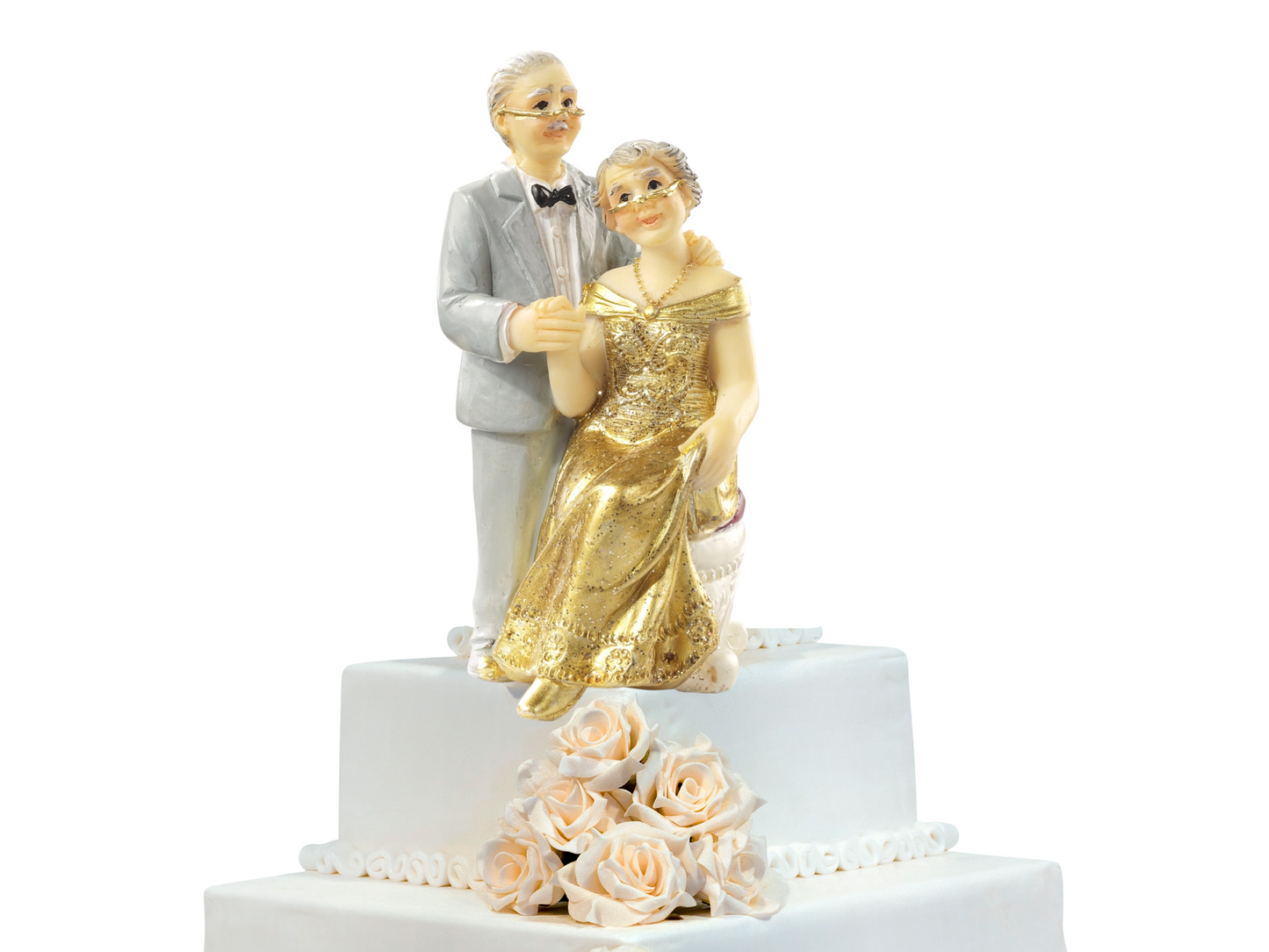 Figur goldene Hochzeit Jubiläum 50 Jahre sitzend