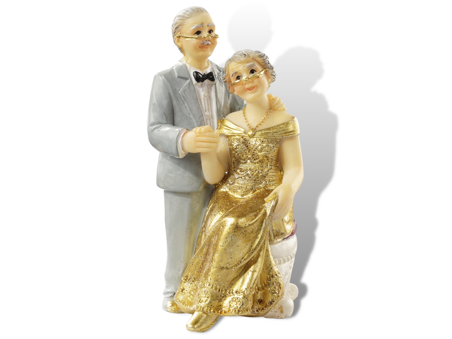 Figur goldene Hochzeit Jubiläum 50 Jahre sitzend