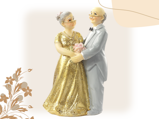 Figur goldene Hochzeit Jubiläum 50 Jahre gold grau