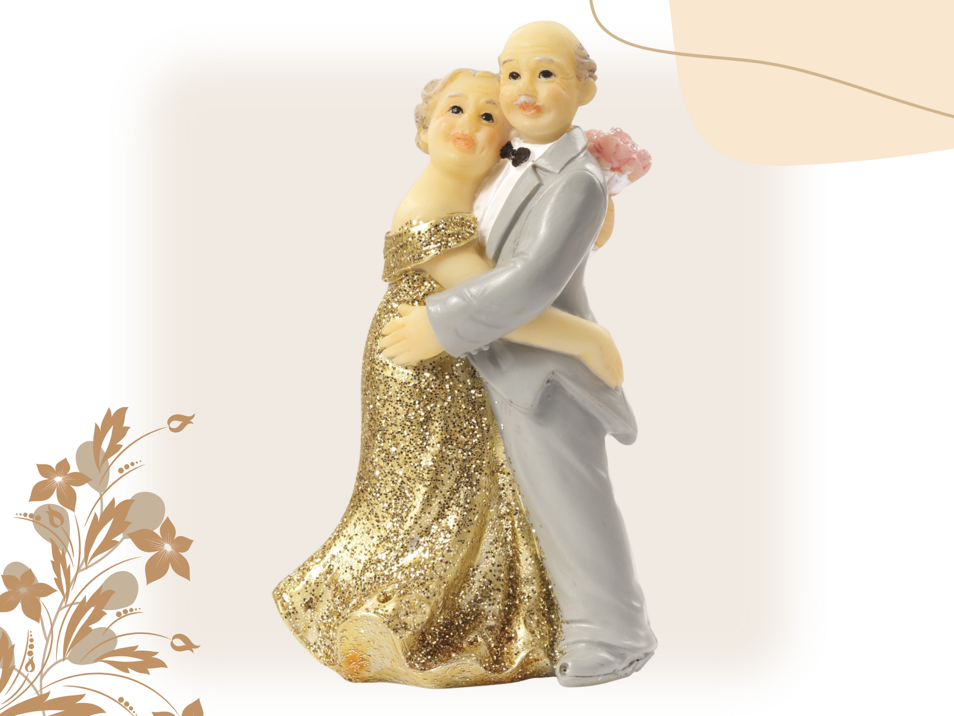 Figur goldene Hochzeit Jubiläum 50 Jahre gold Goldhochzeit Deko Tortenfigur