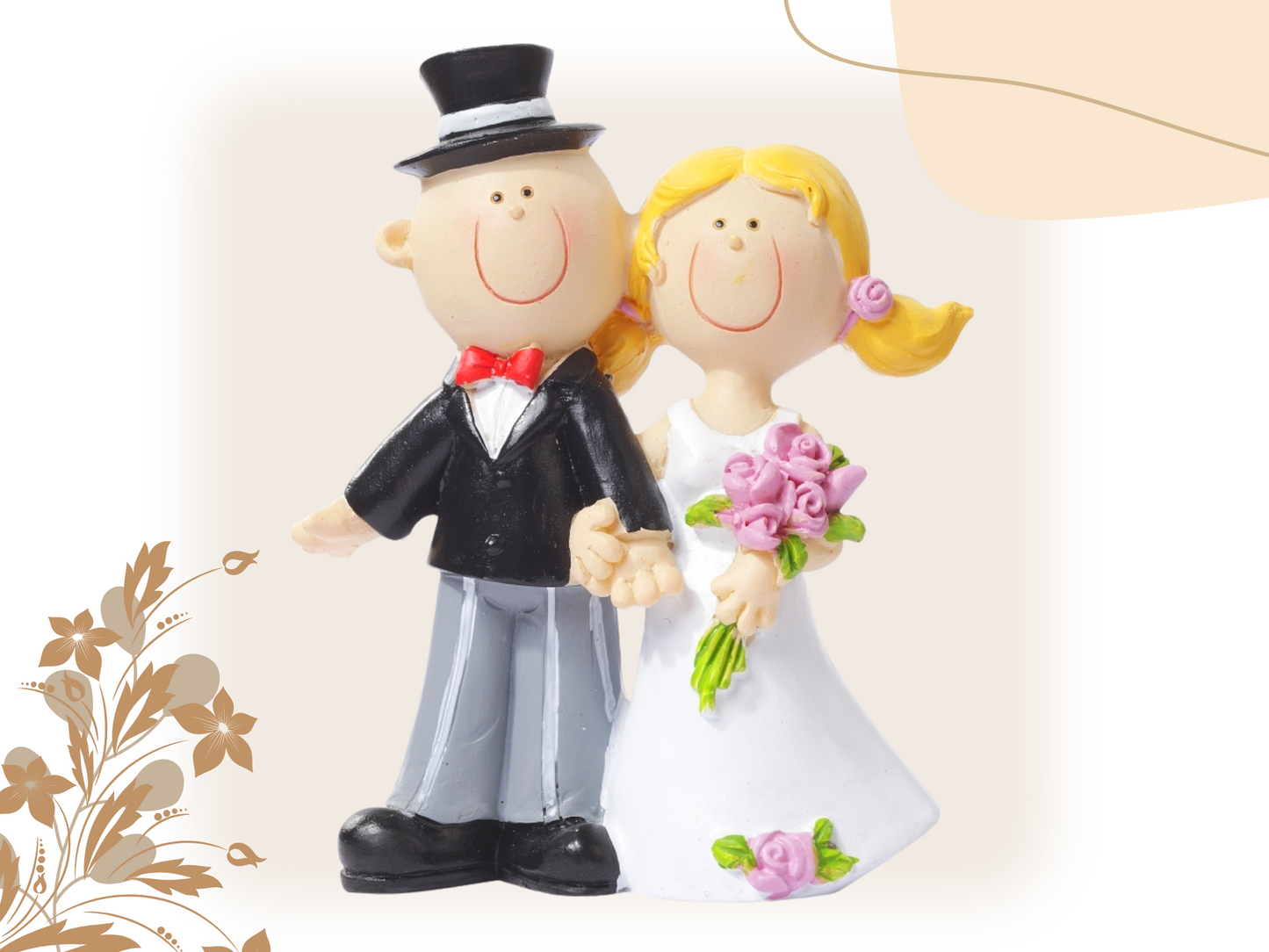 Figur zur Hochzeit | Brautpaar mit Blumenstrauß | Deko Tortenfigur | Hochzeitsfigur