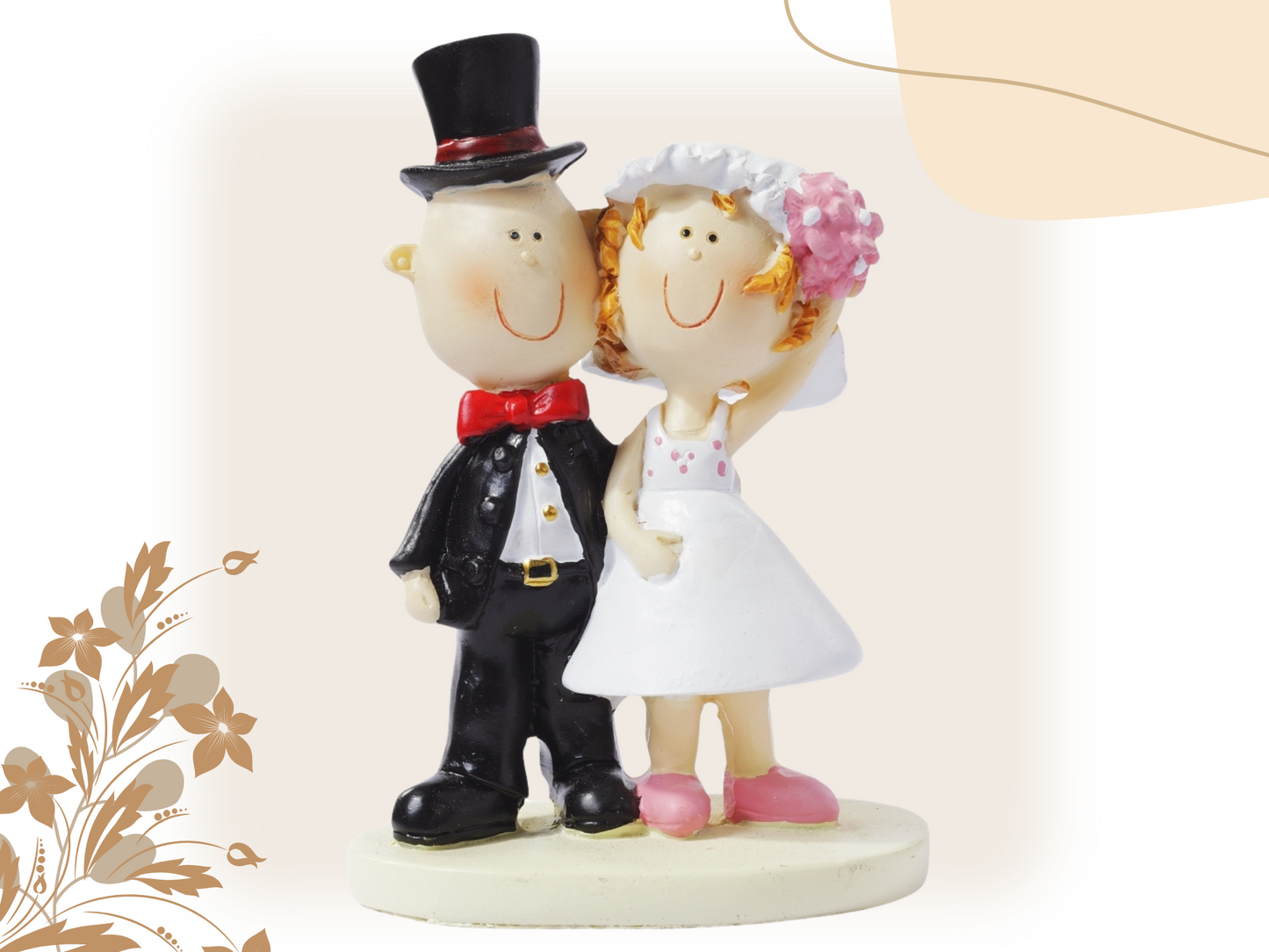 Figur zur Hochzeit | Brautpaar mit Blumenstrauß | Deko Tortenfigur | Hochzeitsfigur