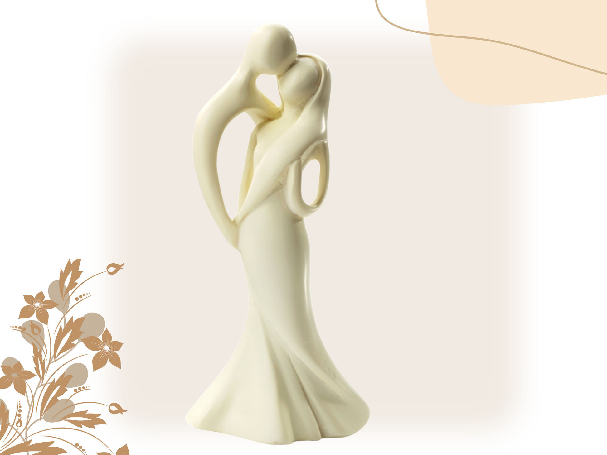 Deko Figur zur Hochzeit | Brautpaar modern in creme als Tortenfigur für die Hochzeitstorte