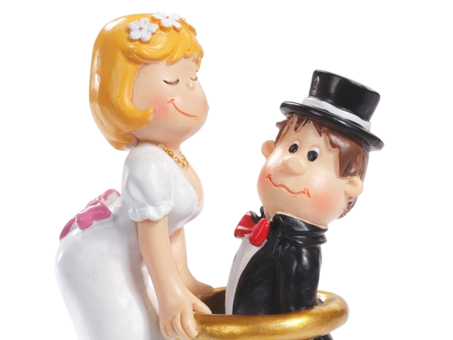 Figur zur Hochzeit | Brautpaar mit Ehering gefangen | Deko Tortenfigur | Hochzeitsfigur