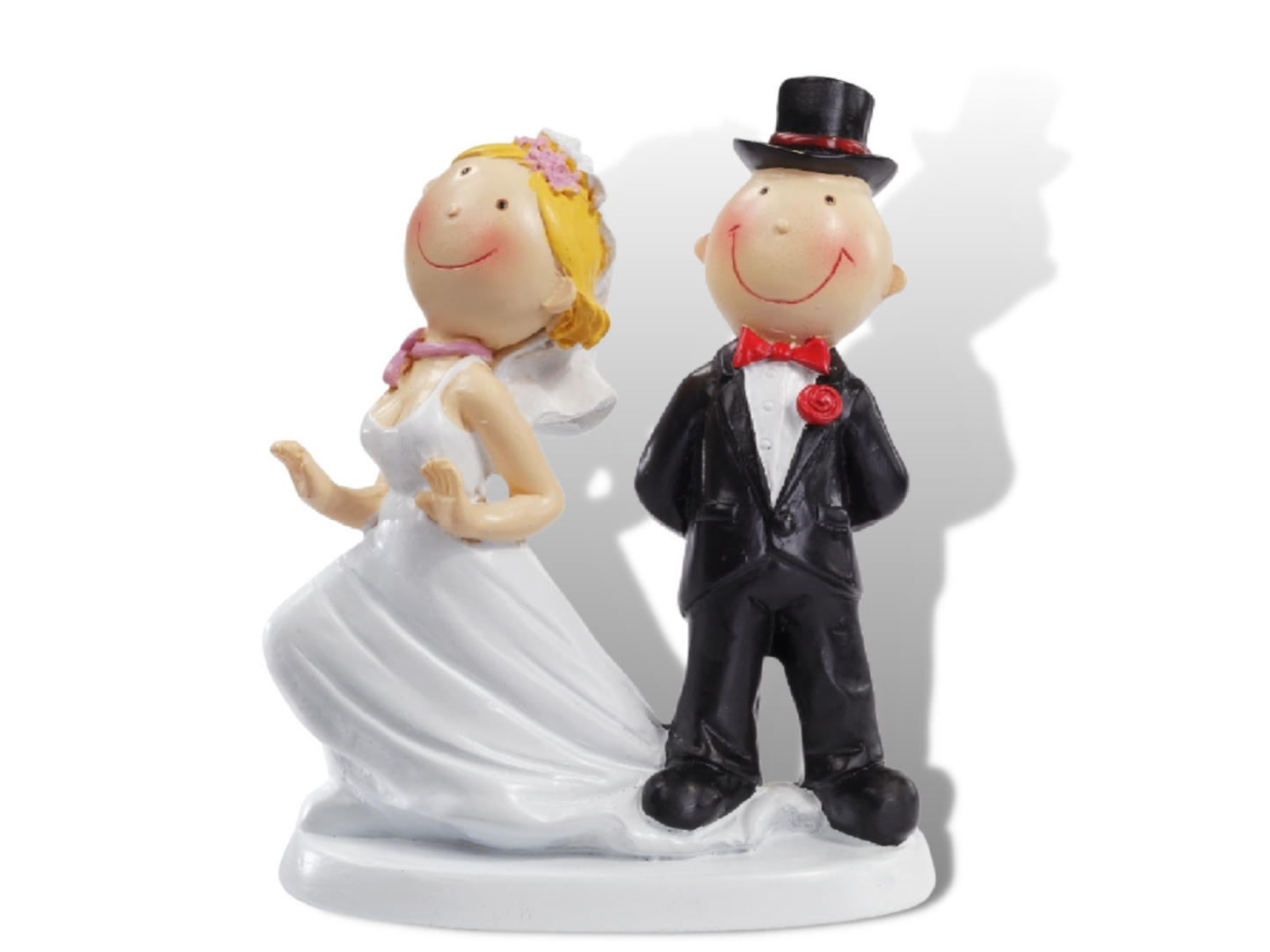 Brautpaar Figur zur Hochzeit | Bräutigam tritt auf Hochzeitskleid der Braut | Deko Hochzeitspaar Tortenfigur