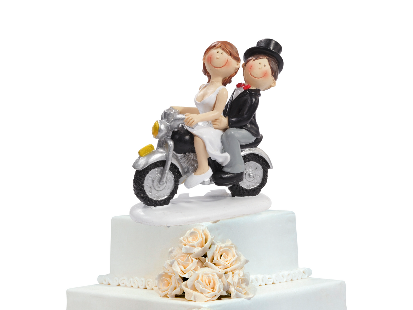 Deko Figur zur Hochzeit Brautpaar Motorrad Tortenfigur