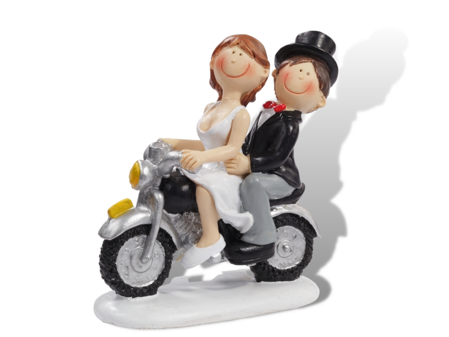 Deko Figur zur Hochzeit Brautpaar Motorrad Tortenfigur