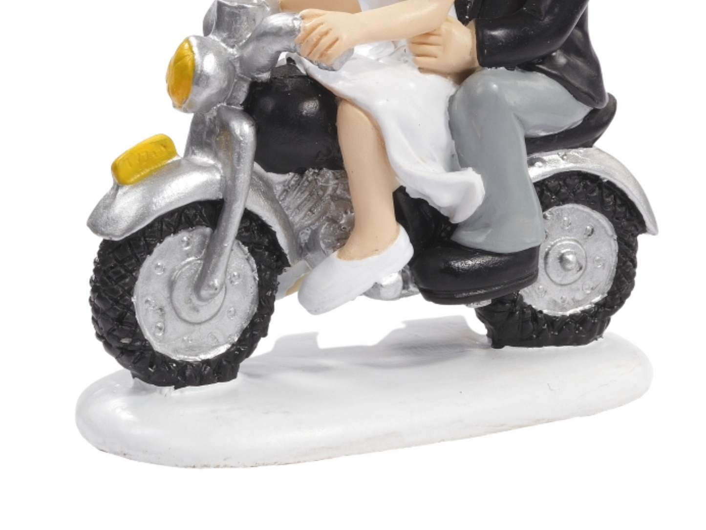 Deko Figur zur Hochzeit Brautpaar Motorrad Tortenfigur