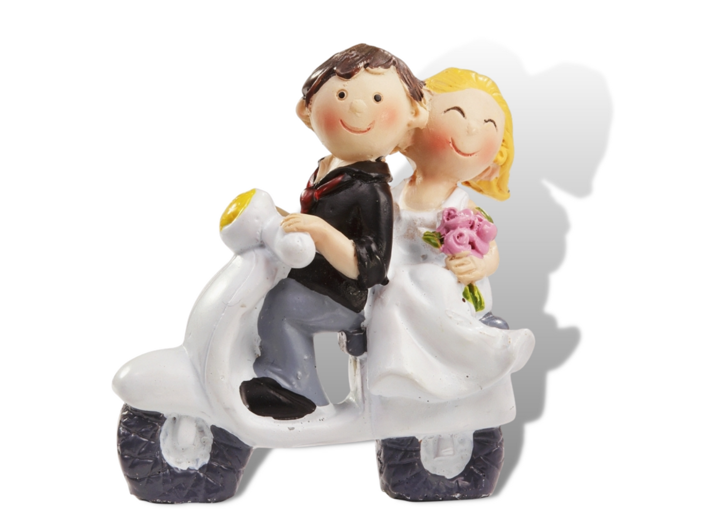 Deko Figur zur Hochzeit Brautpaar auf Roller Vespa Tortenfigur Tortenaufsatz