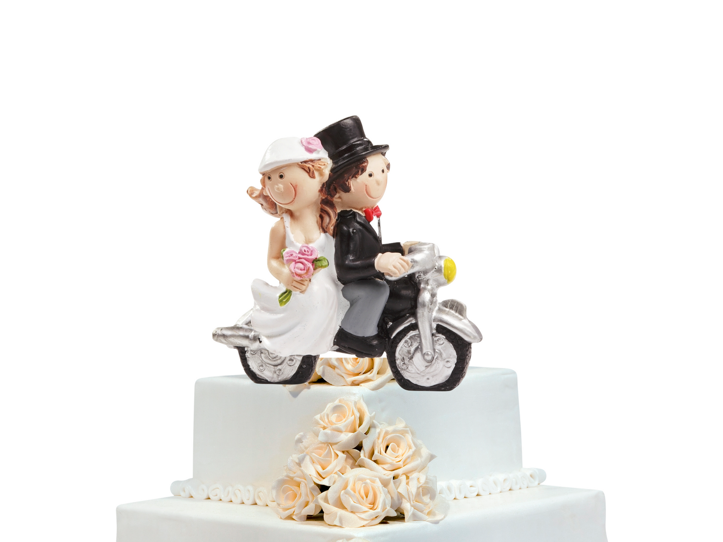 Deko Figur zur Hochzeit Brautpaar Motorrad Tortenfigur