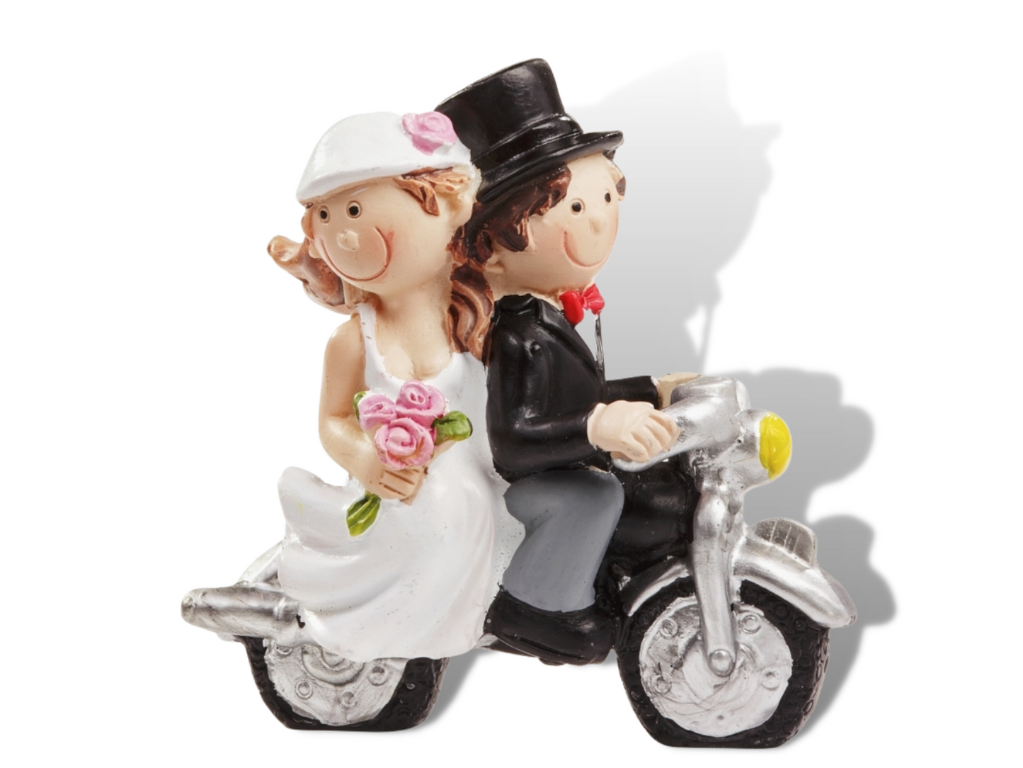 Deko Figur zur Hochzeit Brautpaar Motorrad Tortenfigur