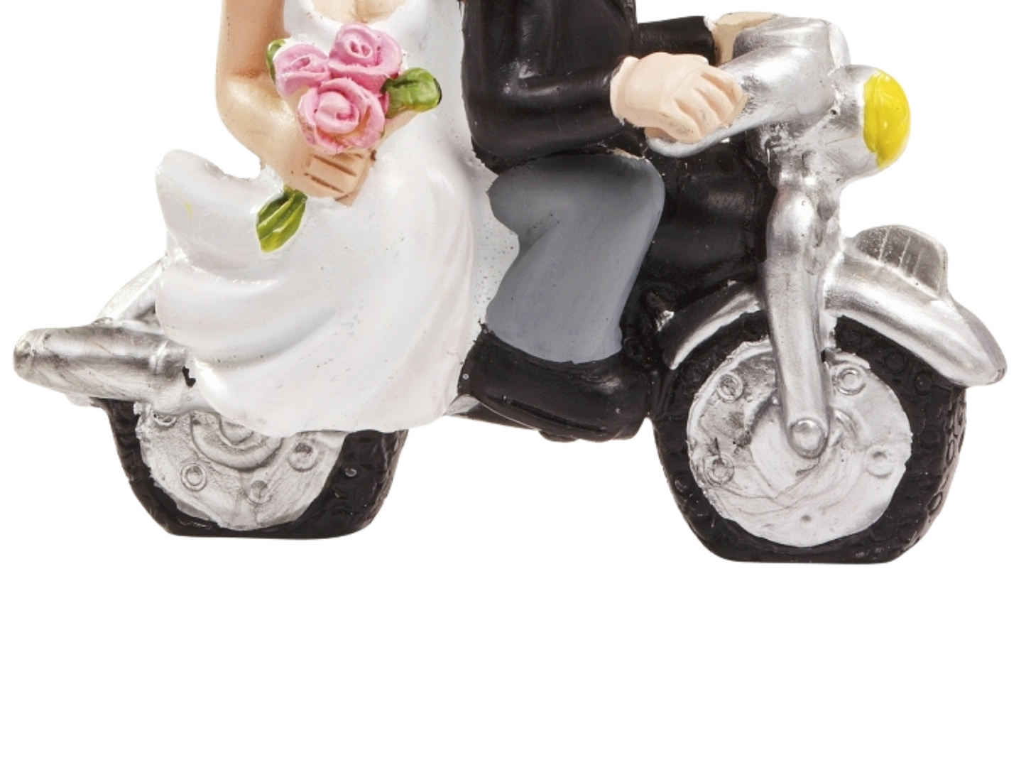 Deko Figur zur Hochzeit Brautpaar Motorrad Tortenfigur