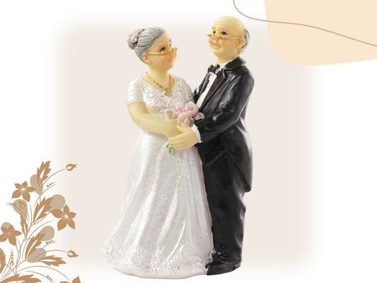 Figur zur Senioren Hochzeit oder Jubiläum Brautpaar Hochzeitstorte Deko Tortenfigur