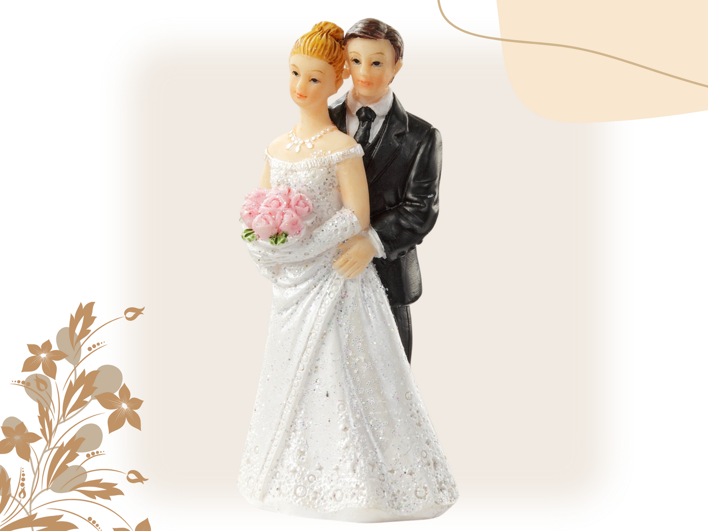 Figur zur Hochzeit | Brautpaar mit Blumenstrauß | Deko Tortenfigur | Hochzeitsfigur