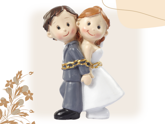 Figur zur Hochzeit | Brautpaar in Ketten gefangen | Deko Tortenfigur | Hochzeitsfigur