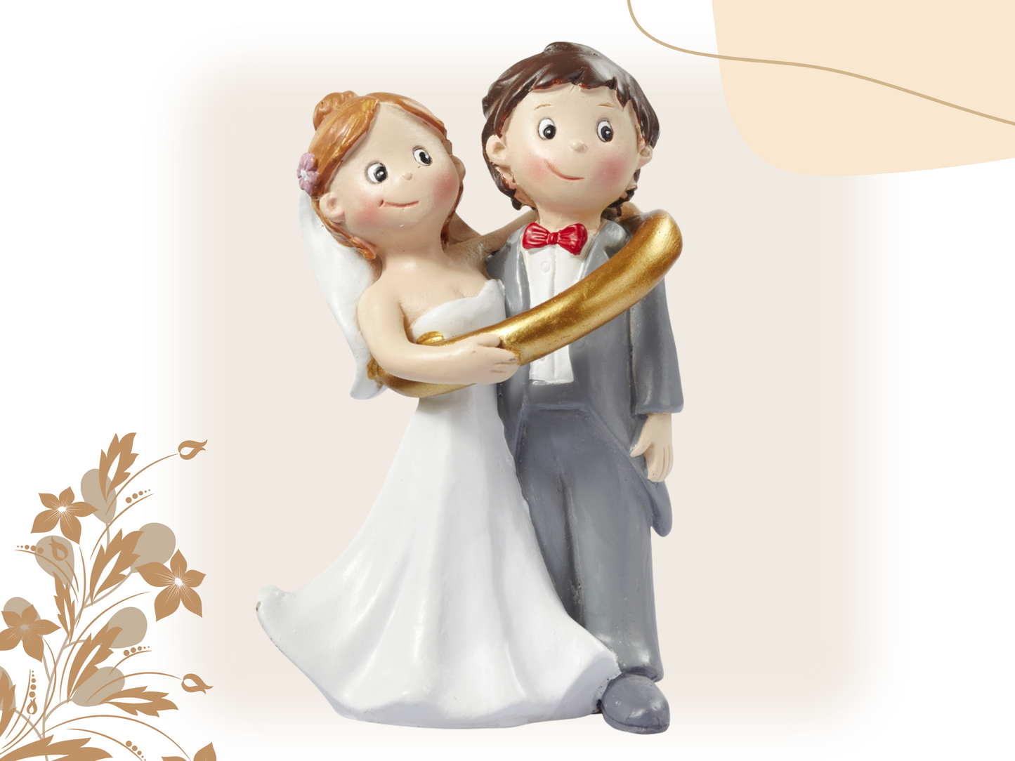 Figur zur Hochzeit | Brautpaar mit Ehering gefangen | Deko Tortenfigur | Hochzeitsfigur