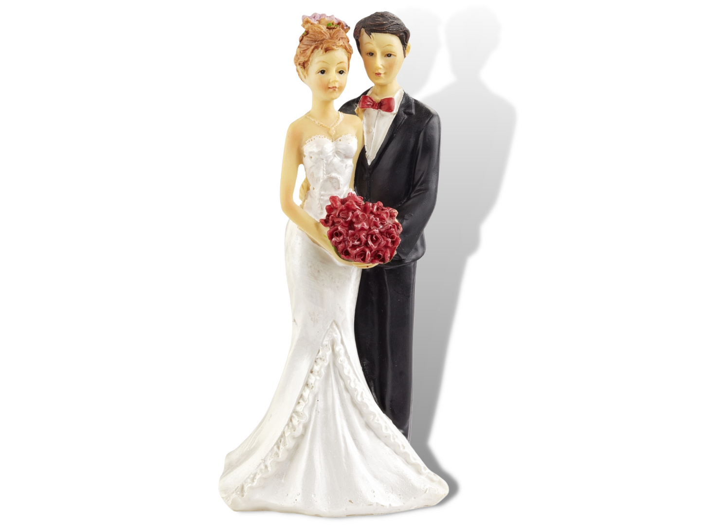 Figur zur Hochzeit | Brautpaar mit roten Rosen | Hochzeitspaar als Tortenfigur