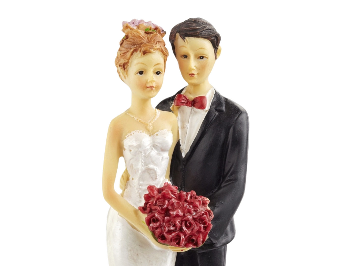 Figur zur Hochzeit | Brautpaar mit roten Rosen | Hochzeitspaar als Tortenfigur