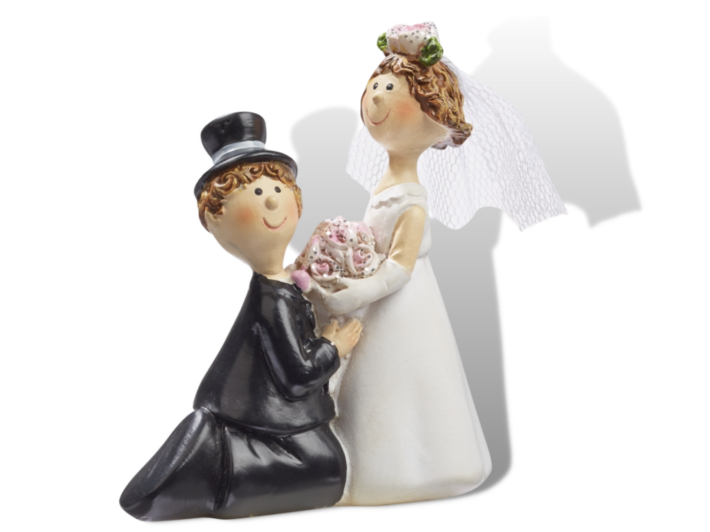 Deko Figur zur Hochzeit | Bräutigam kniet vor seiner Braut | Brautpaar Tortenfigur