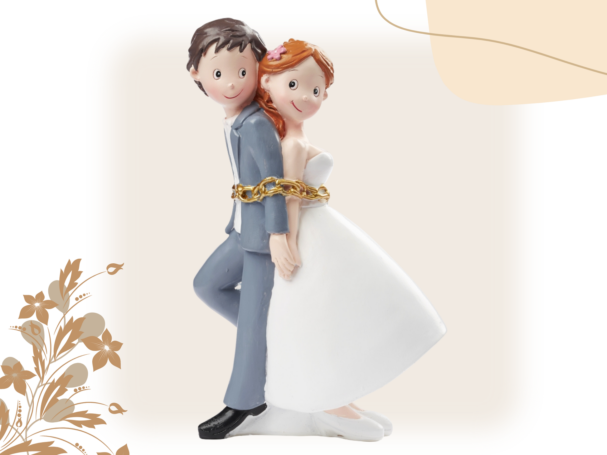 XL Figur zur Hochzeit | Brautpaar in Ketten gefangen | Deko Tortenfigur | Hochzeitsfigur