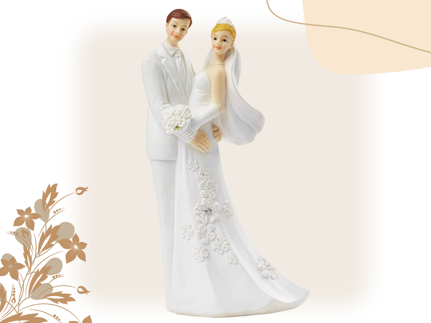 Deko Figur zur Hochzeit | Brautpaar blond braun weiß | Tortenfigur | Geschenkidee Hochzeitsfiguren