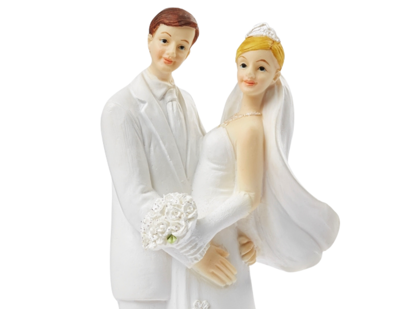 Deko Figur zur Hochzeit | Brautpaar blond braun weiß | Tortenfigur | Geschenkidee Hochzeitsfiguren