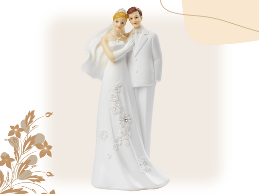 Deko Figur zur Hochzeit | Brautpaar blond braun weiß | Tortenfigur | Geschenkidee Hochzeitsfiguren