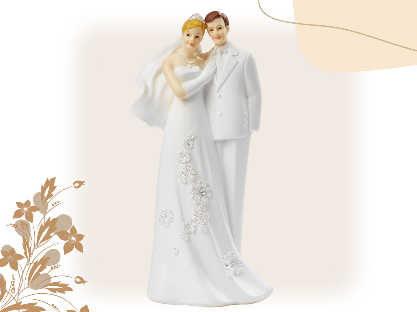 Deko Figur zur Hochzeit | Brautpaar blond braun weiß | Tortenfigur | Geschenkidee Hochzeitsfiguren