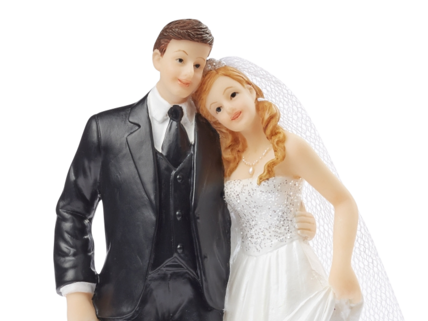 Figur zur Hochzeit | Brautpaar mit Banner Just Married | Hochzeitspaar als Tortenfigur