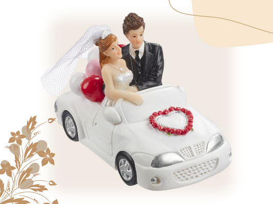 Figur zur Hochzeit | Brautpaar im Auto | Hochzeitspaar als Tortenfigur