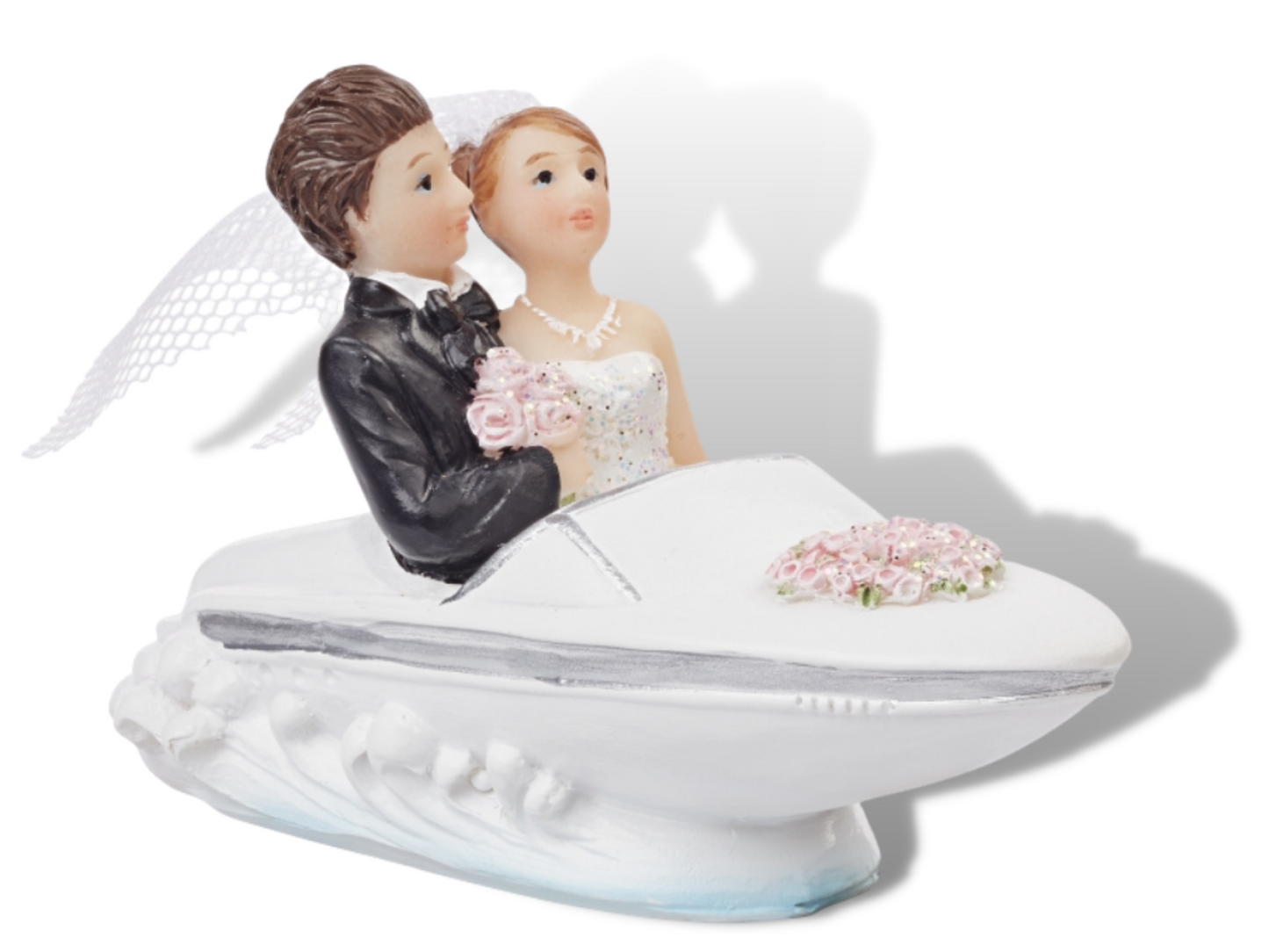 Figur zur Hochzeit | Brautpaar im Boot| Deko Tortenfigur | Hochzeitsfigur Flitterwochen Schifffahrt