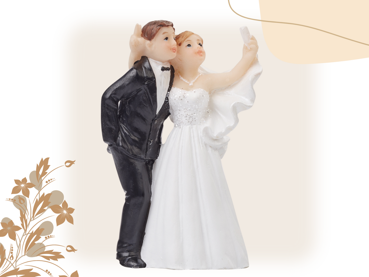 Figur zur Hochzeit | Brautpaar Handy Selfie Foto | Deko Tortenfigur | Hochzeitsfigur