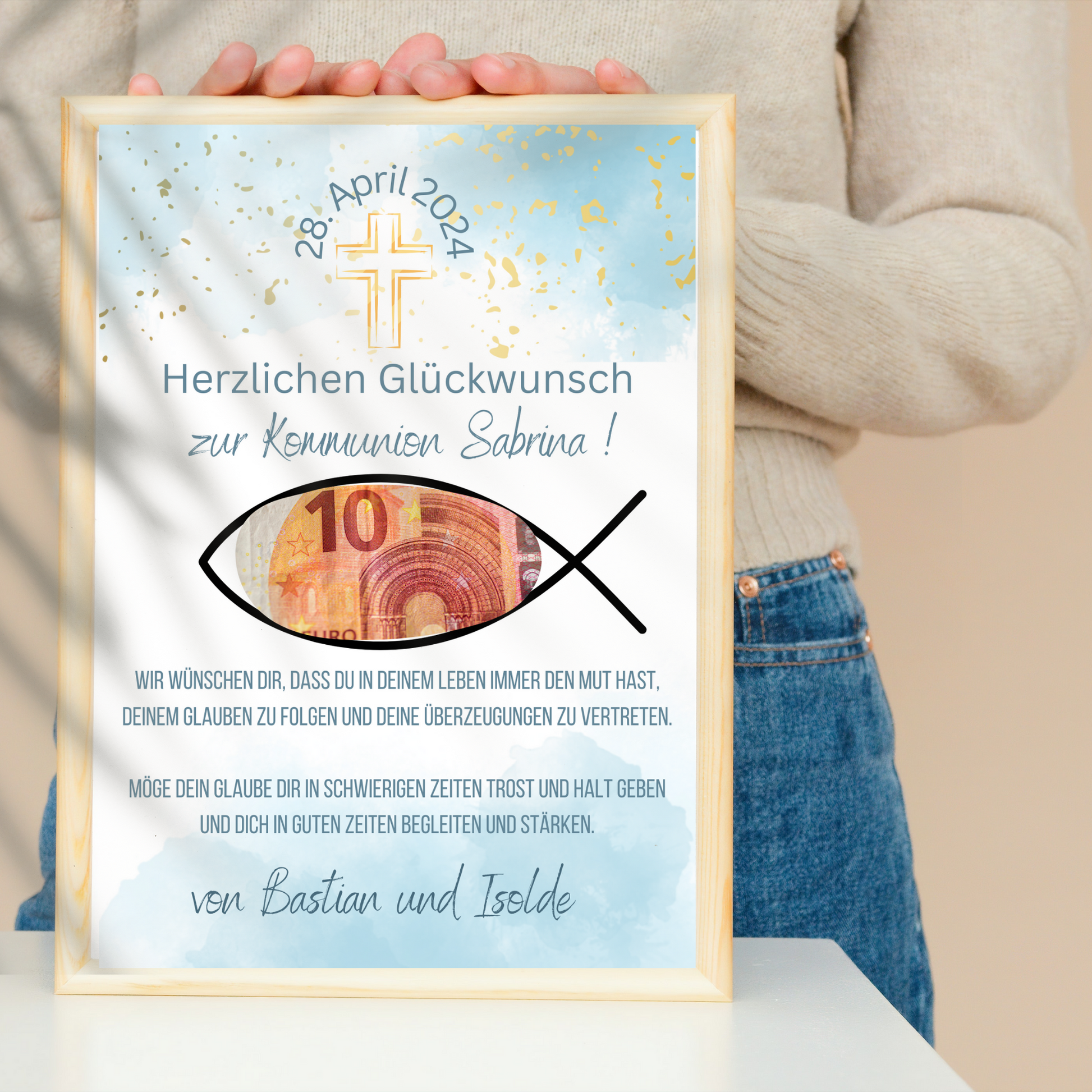 Digitaler Download Geldgeschenk Kommunion für Fotorahmen | Personalisiert | zum selbst ausdrucken | DIY Geschenkidee