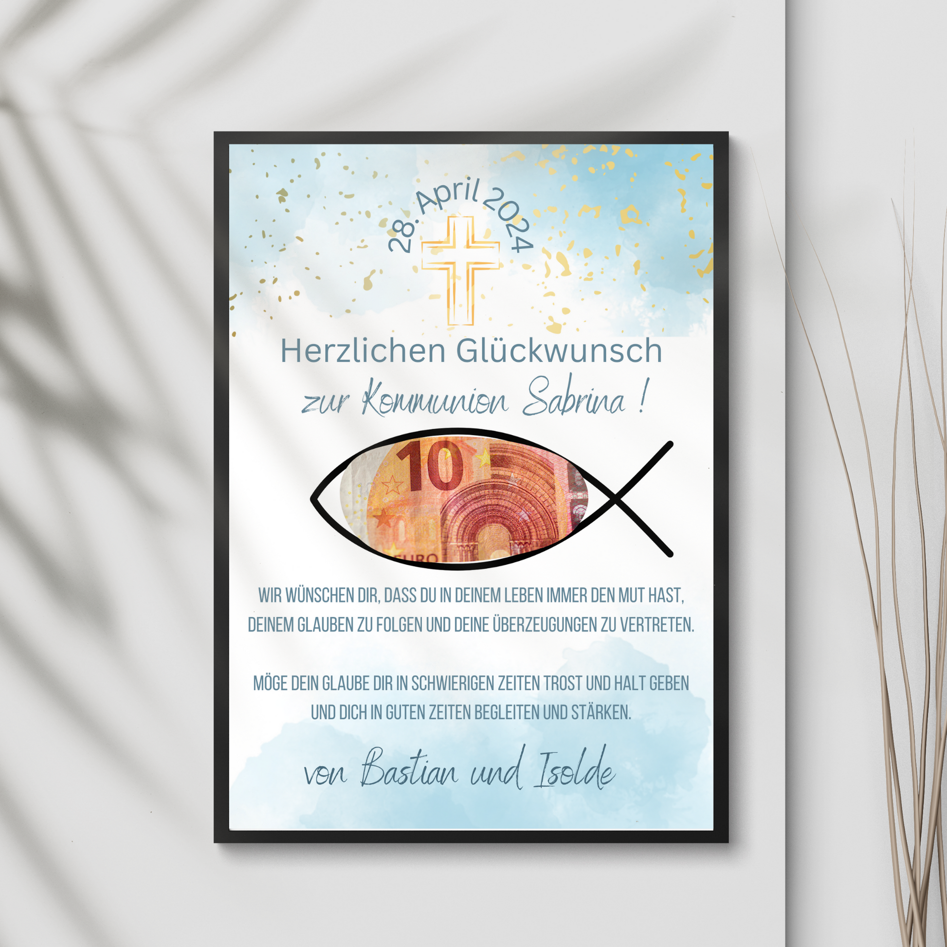 Digitaler Download Geldgeschenk Kommunion für Fotorahmen | Personalisiert | zum selbst ausdrucken | DIY Geschenkidee