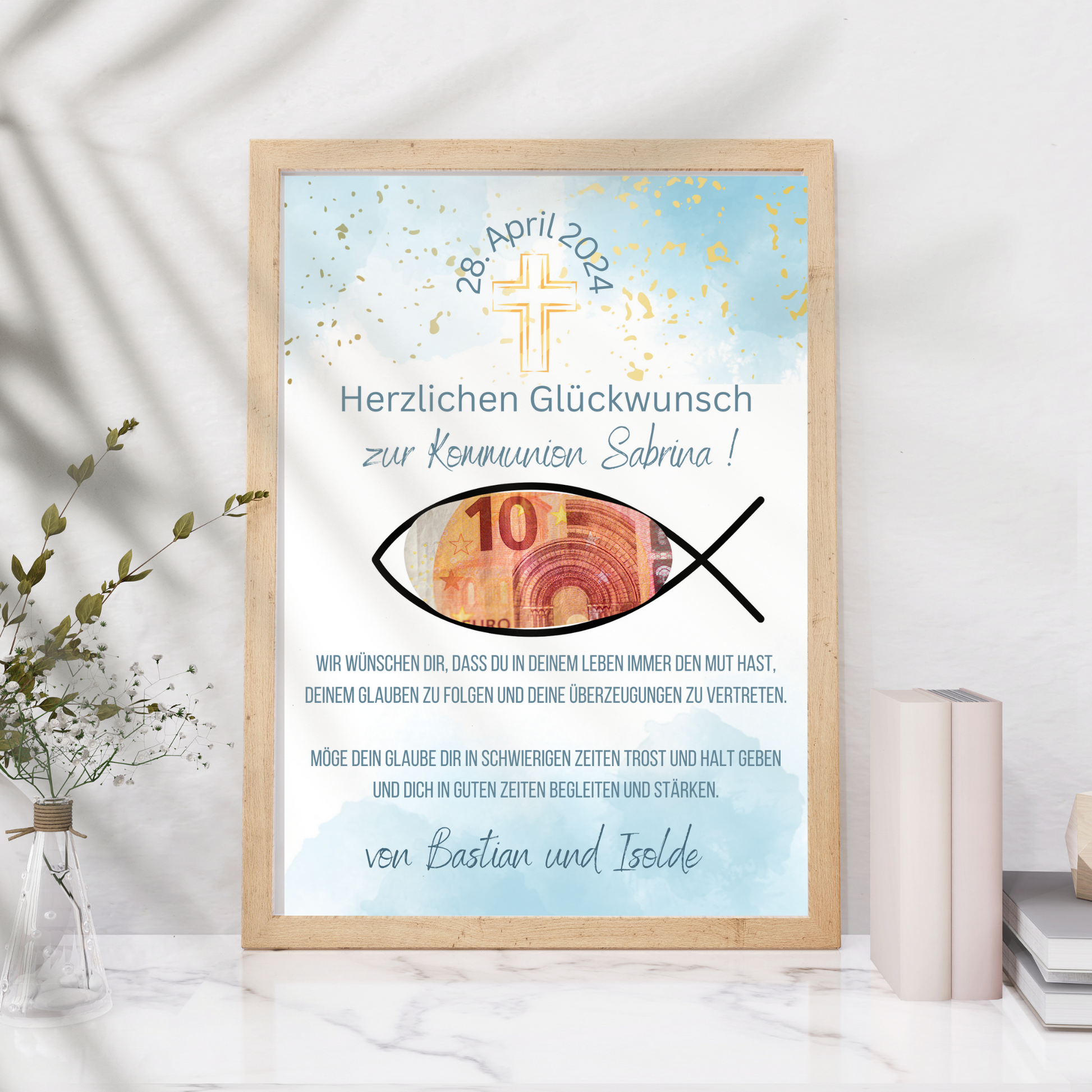 Digitaler Download Geldgeschenk Kommunion für Fotorahmen | Personalisiert | zum selbst ausdrucken | DIY Geschenkidee