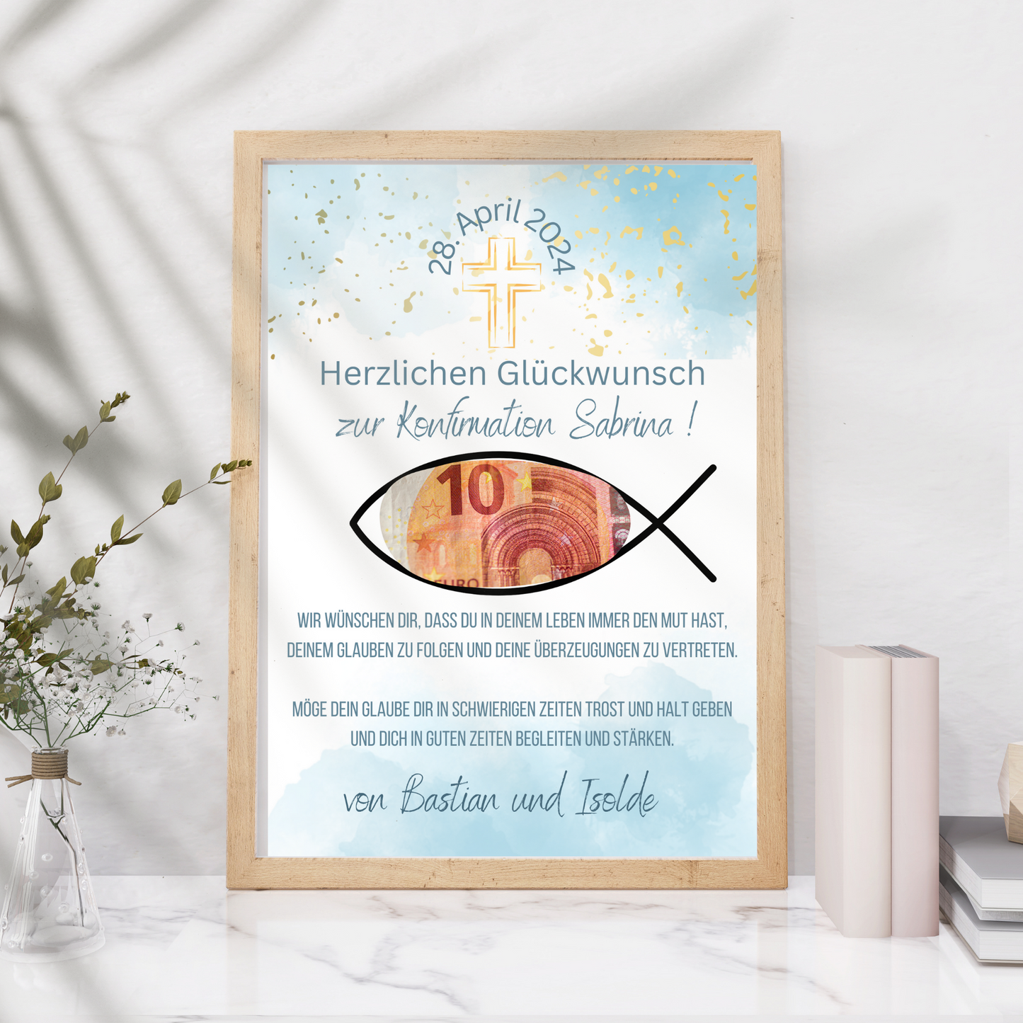 Digitaler Download Geldgeschenk Konfirmation für Fotorahmen | Personalisiert | zum selbst ausdrucken | DIY Geschenk