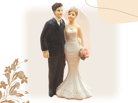 Hochzeitsfigur Brautpaar mit eng anliegendes Kleid | Deko Figur zur Hochzeit als Tortenfigur