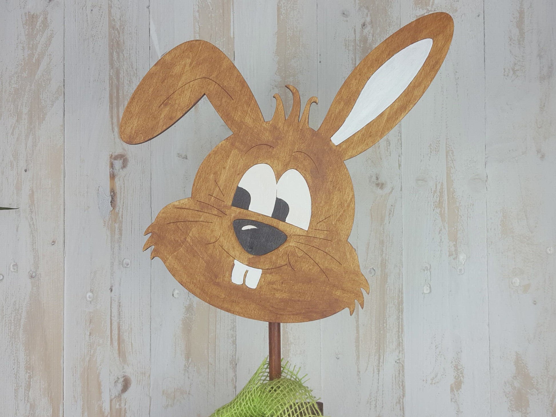 XL Holzsäule Osterhase aus Holz mit Möhre, 75cm Osterdeko , Oster Deko