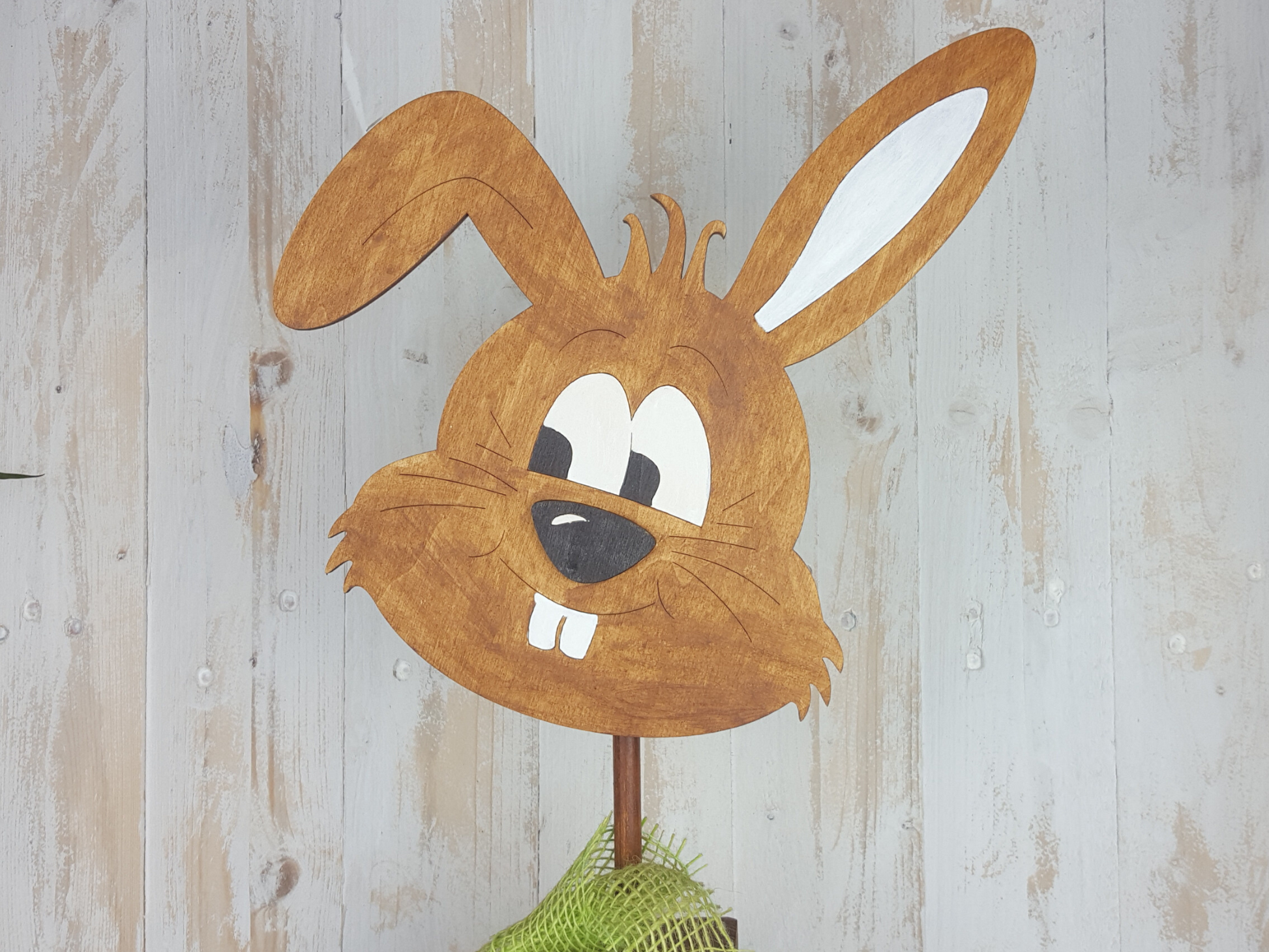 XL Holzsäule Osterhase aus Holz mit Möhre, 75cm Osterdeko , Oster Deko