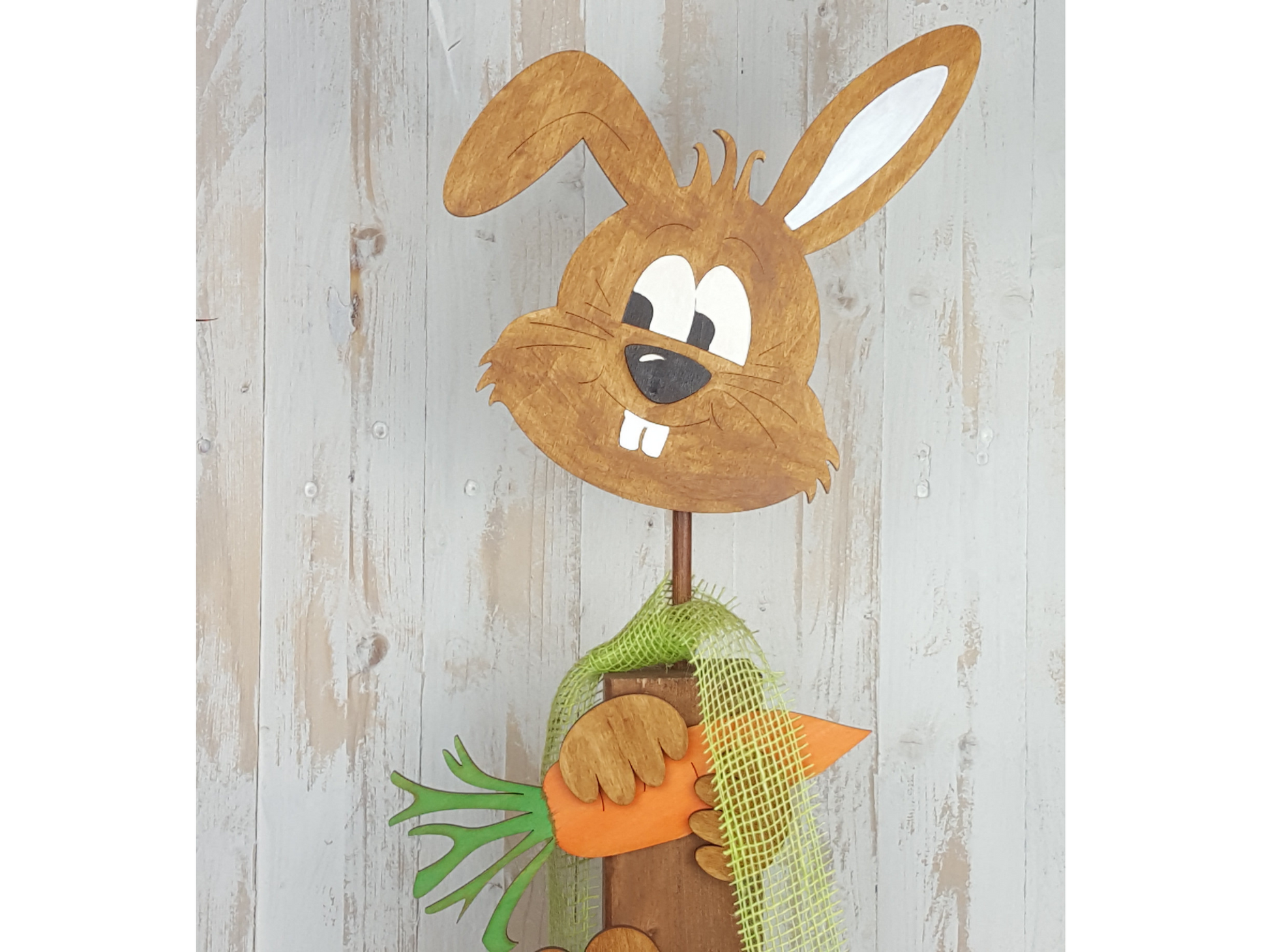 XL Holzsäule Osterhase aus Holz mit Möhre, 75cm Osterdeko , Oster Deko