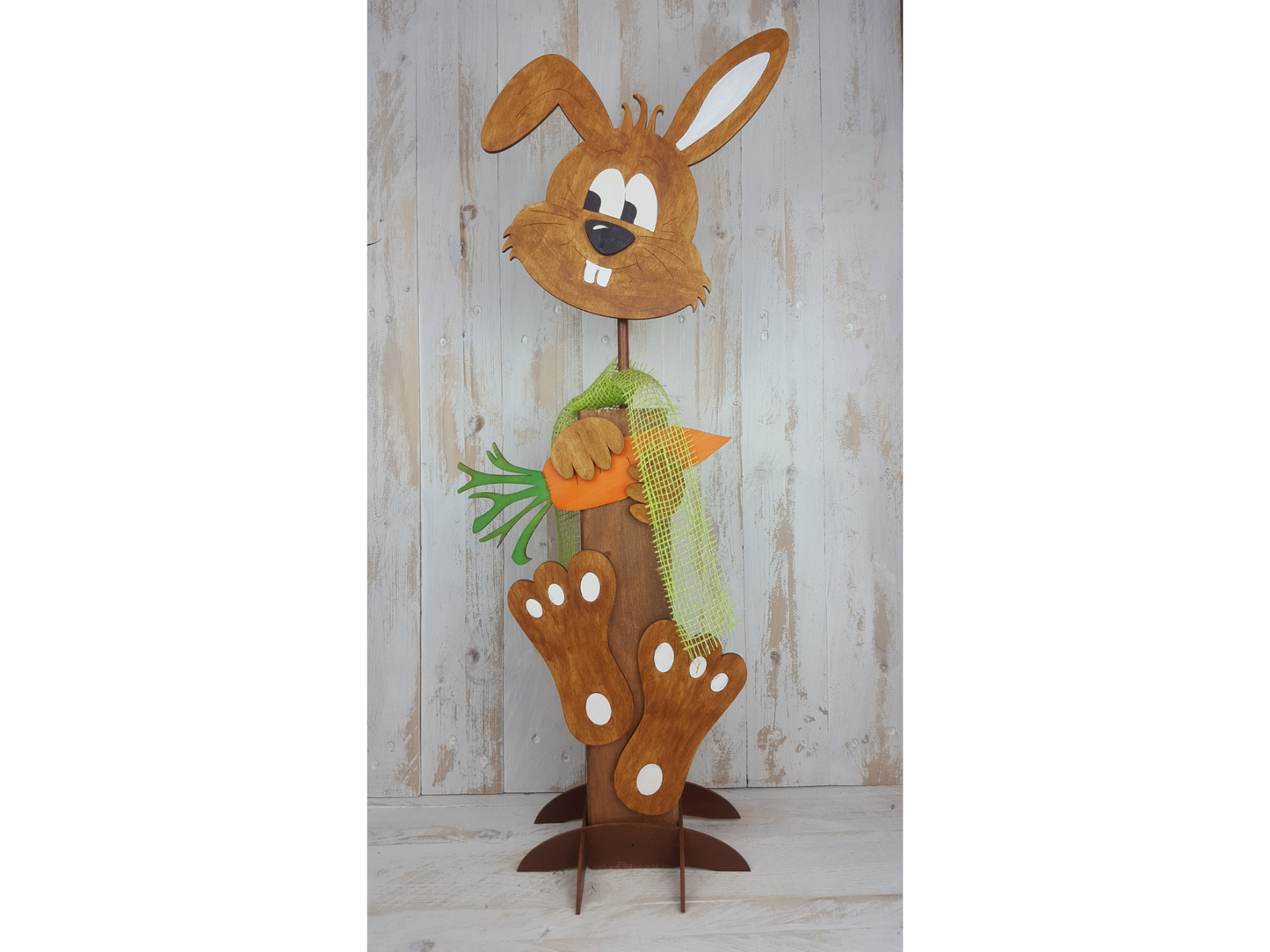 XL Holzsäule Osterhase aus Holz mit Möhre, 75cm Osterdeko , Oster Deko